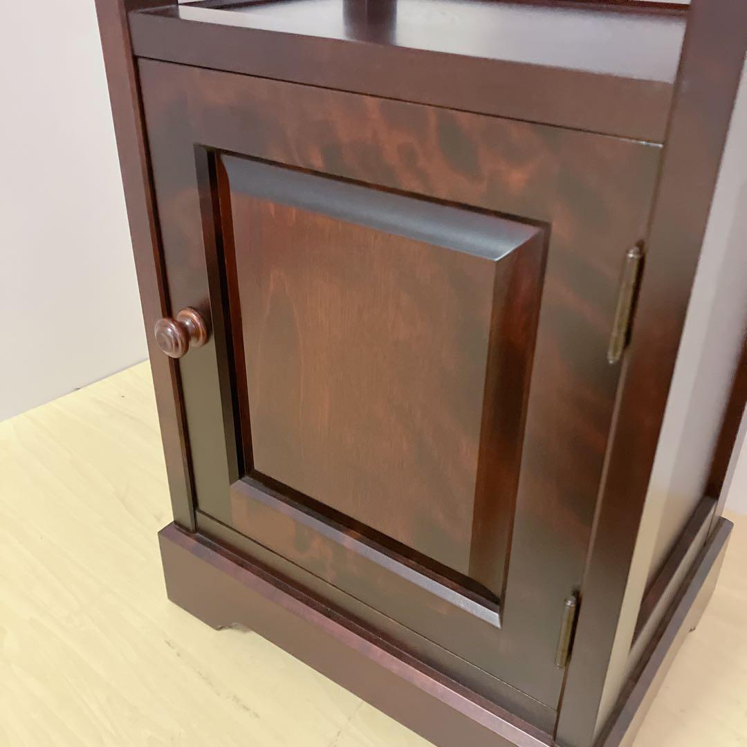 北海道民芸家具　電話台　FAX台　サイドチェスト　サイドテーブル　カバ無垢材