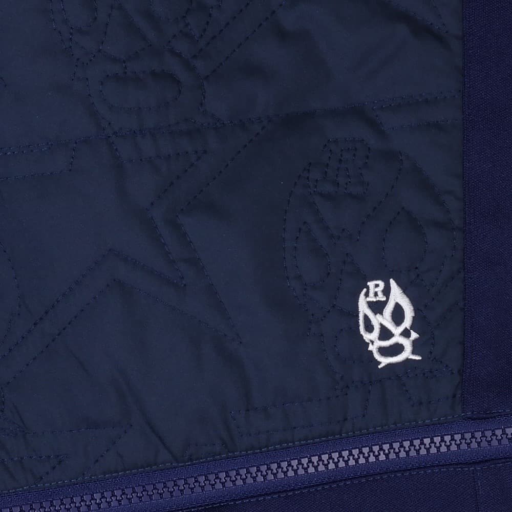 【size6】秋冬 ラッセルノ ゴルフ ルチャ総柄 キルティング 中綿パンツ 紺