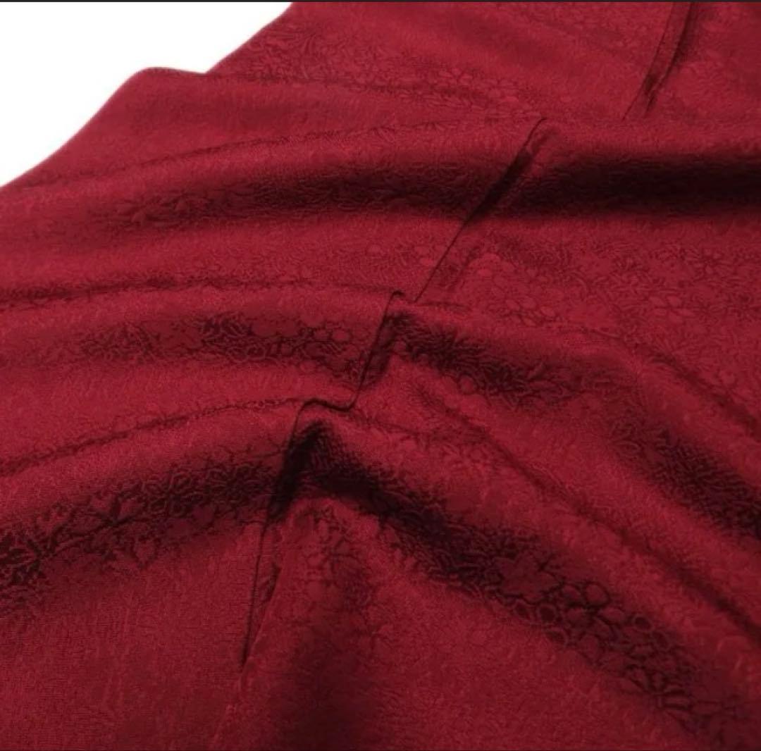 無地　振袖 着物 ワインレッド　赤