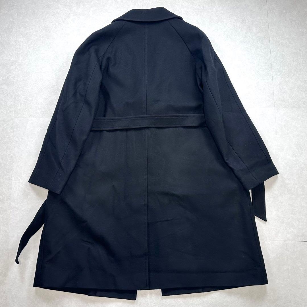 【試着程度】SOVEREIGN ソフトメルトンラップコート ブラック L