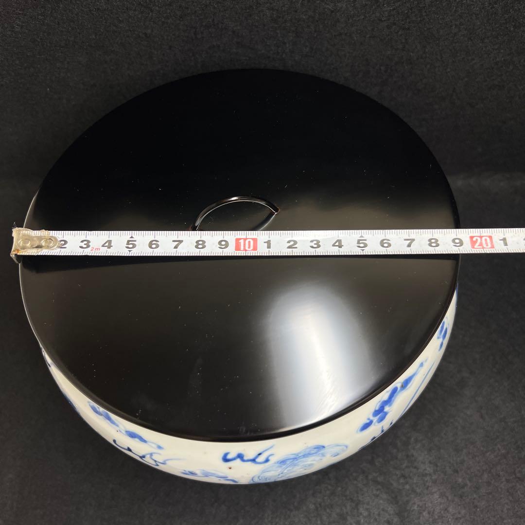 中国清時代　新渡青花雲龍図　水指　木箱付直径20㎝　トサエ東な7-1011☆2F