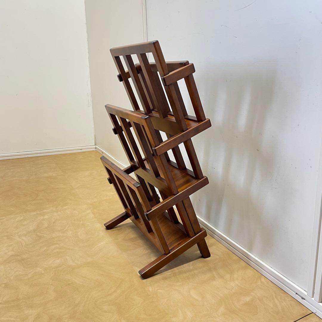 豊岡クラフト ３段マガジンラック ブックスタンド 雑誌立て 本立て 木製 ウッド