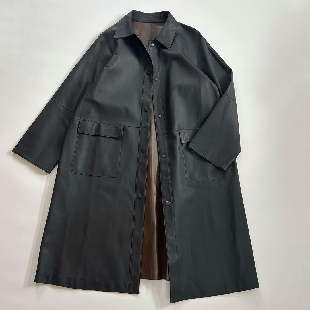 元町ゼラール ソフトラムレザー リバーシブル ステンカラーコート