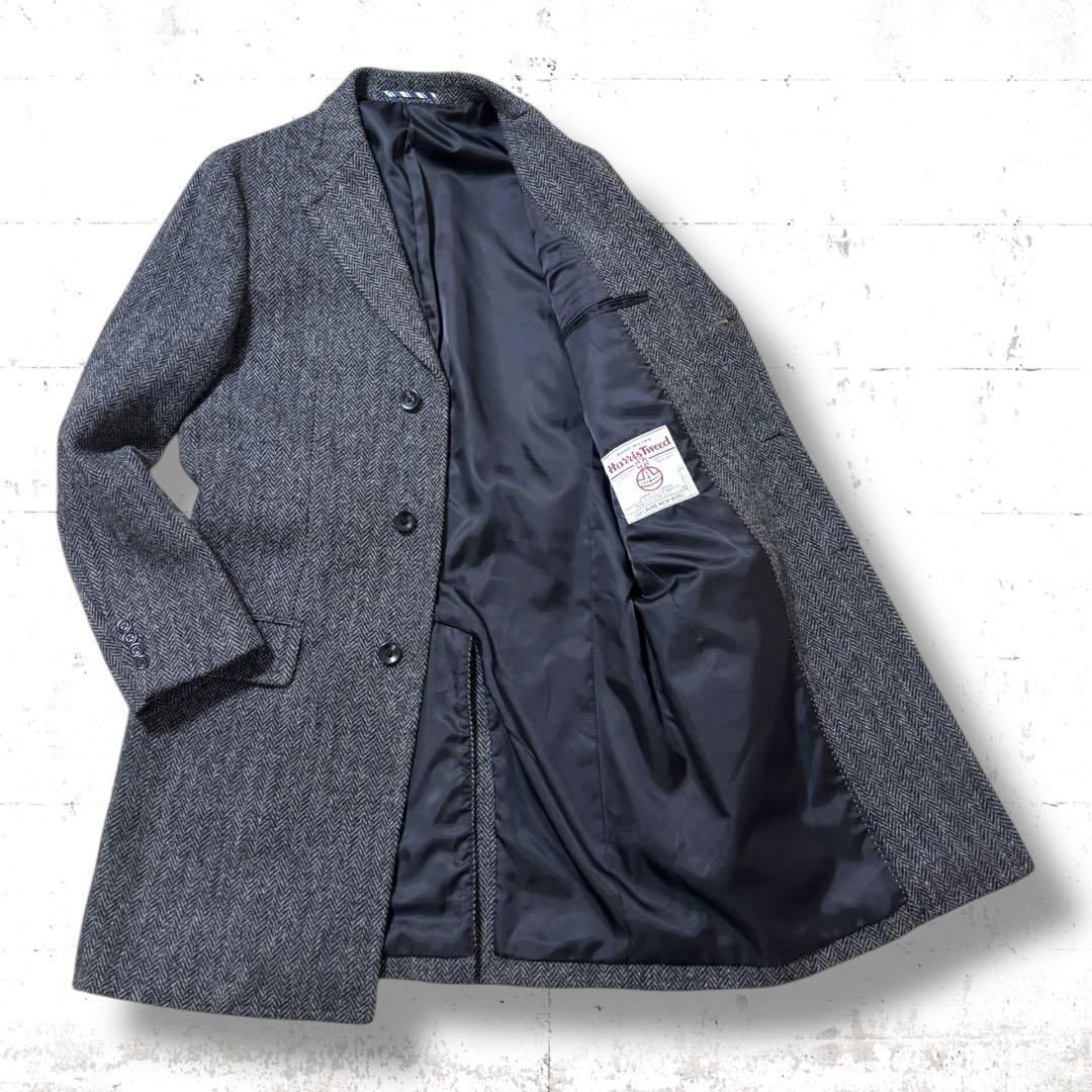 美品　XLサイズ　ハリスツイード　クリケット　ウール　ロング　チェスター　コート