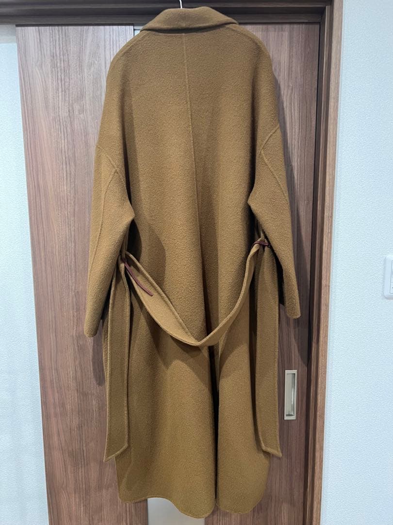 N.O.R.C ブラウン ウールリバーショールカラーガウンコート