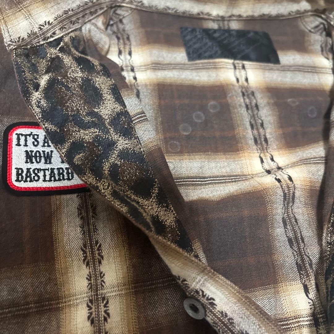 Y2K Roen ロエン スカル スタッズ チェック レオパード シャツ