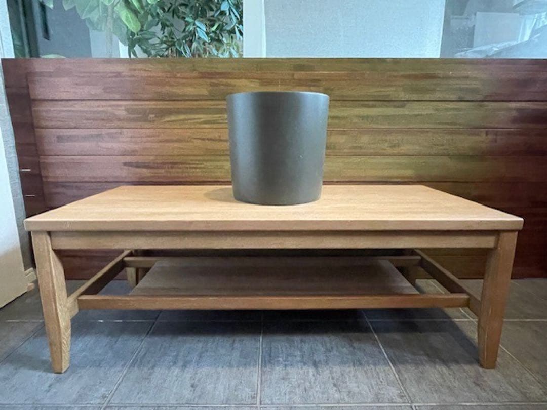 展示品■天然木オーク材 無垢リビングローテーブル/センターテーブル/テレビボード