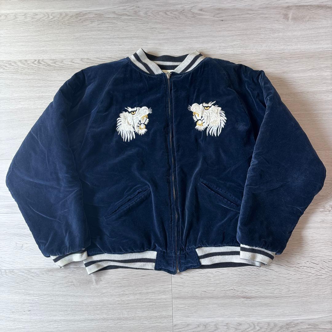 【ビンテージ スカジャン】推定60s〜70s 別珍 虎 鷹 YKK回転式ZIP