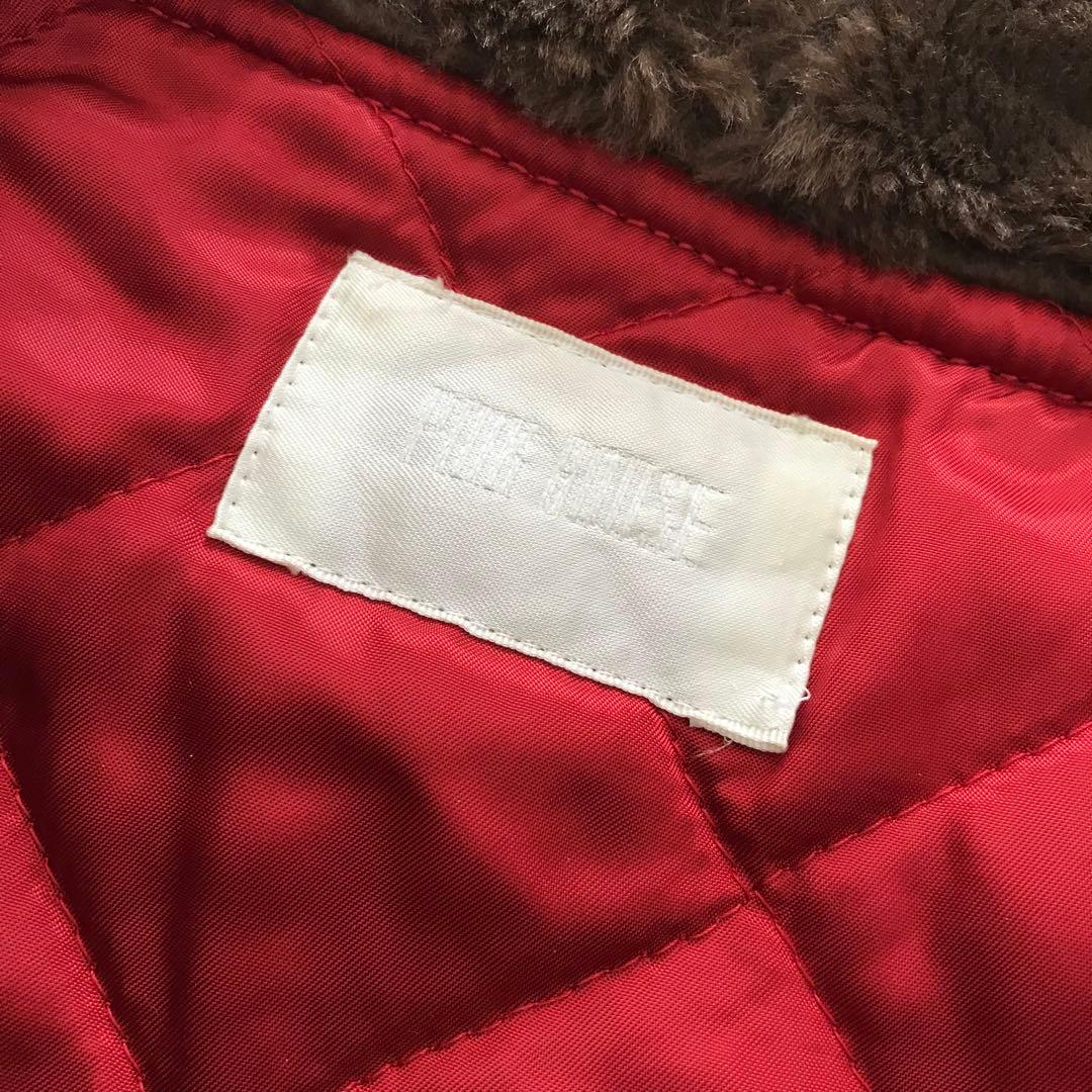 PINK HOUSE タータンチェック ボア ダッフルコート 赤 希少 フリー