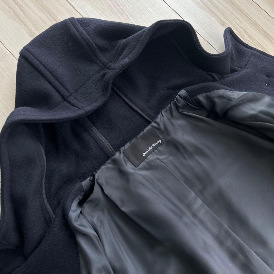 美品 グリーンレーベルリラクシング ダッフルコート 紺 ウール 大きいサイズ