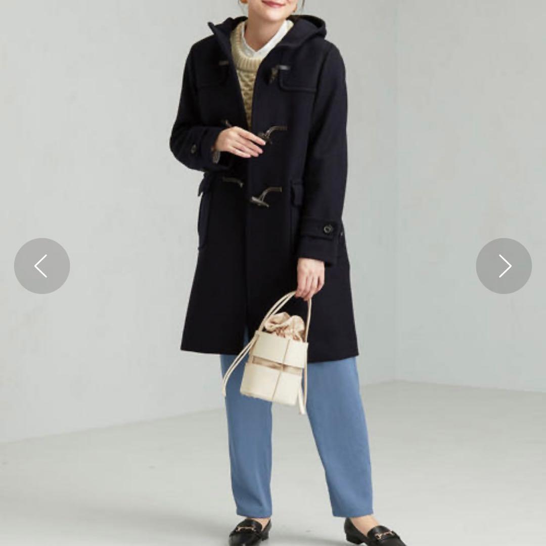 美品 グリーンレーベルリラクシング ダッフルコート 紺 ウール 大きいサイズ