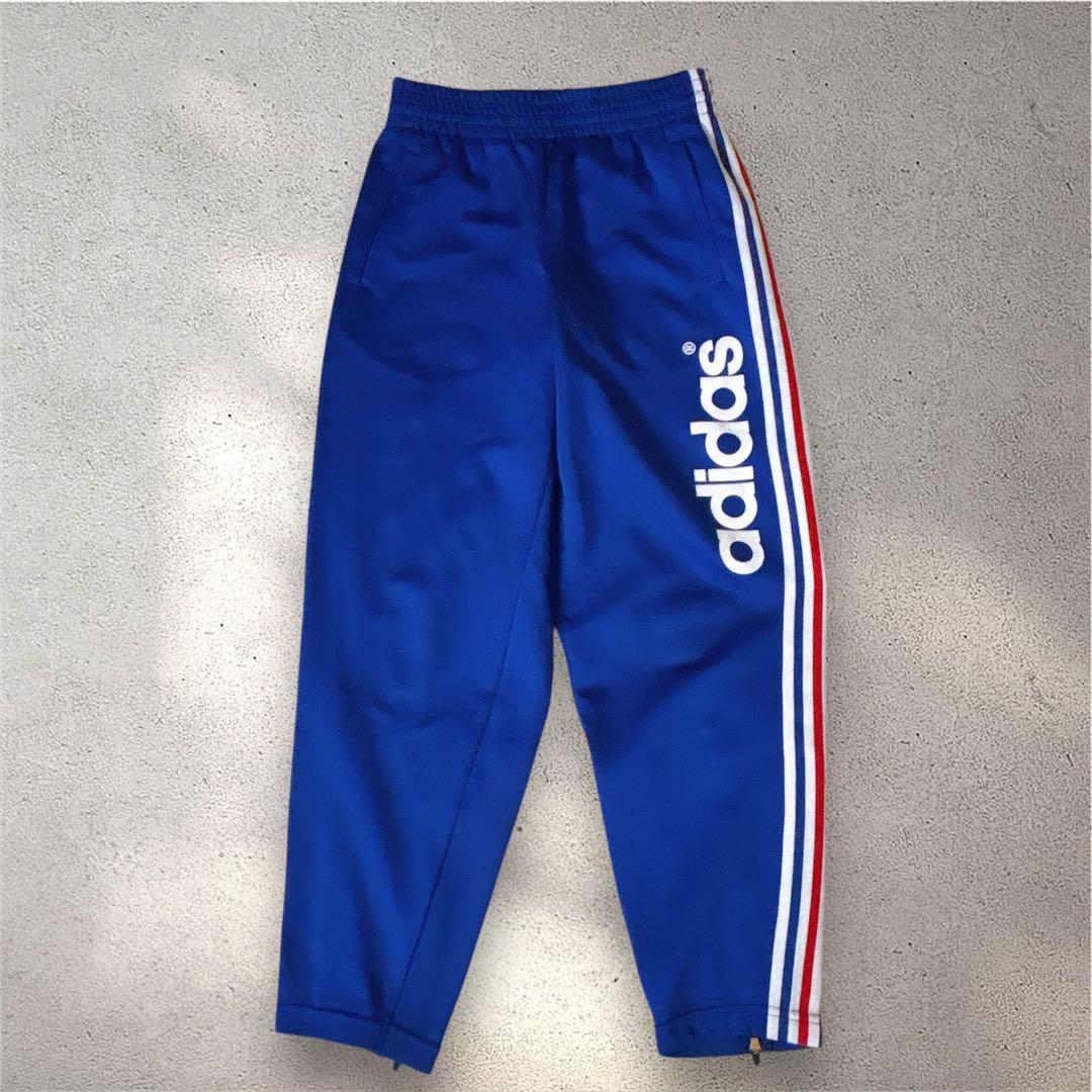 80s アディダス ヴィンテージ セットアップ ジャージ ブルー トリコロール