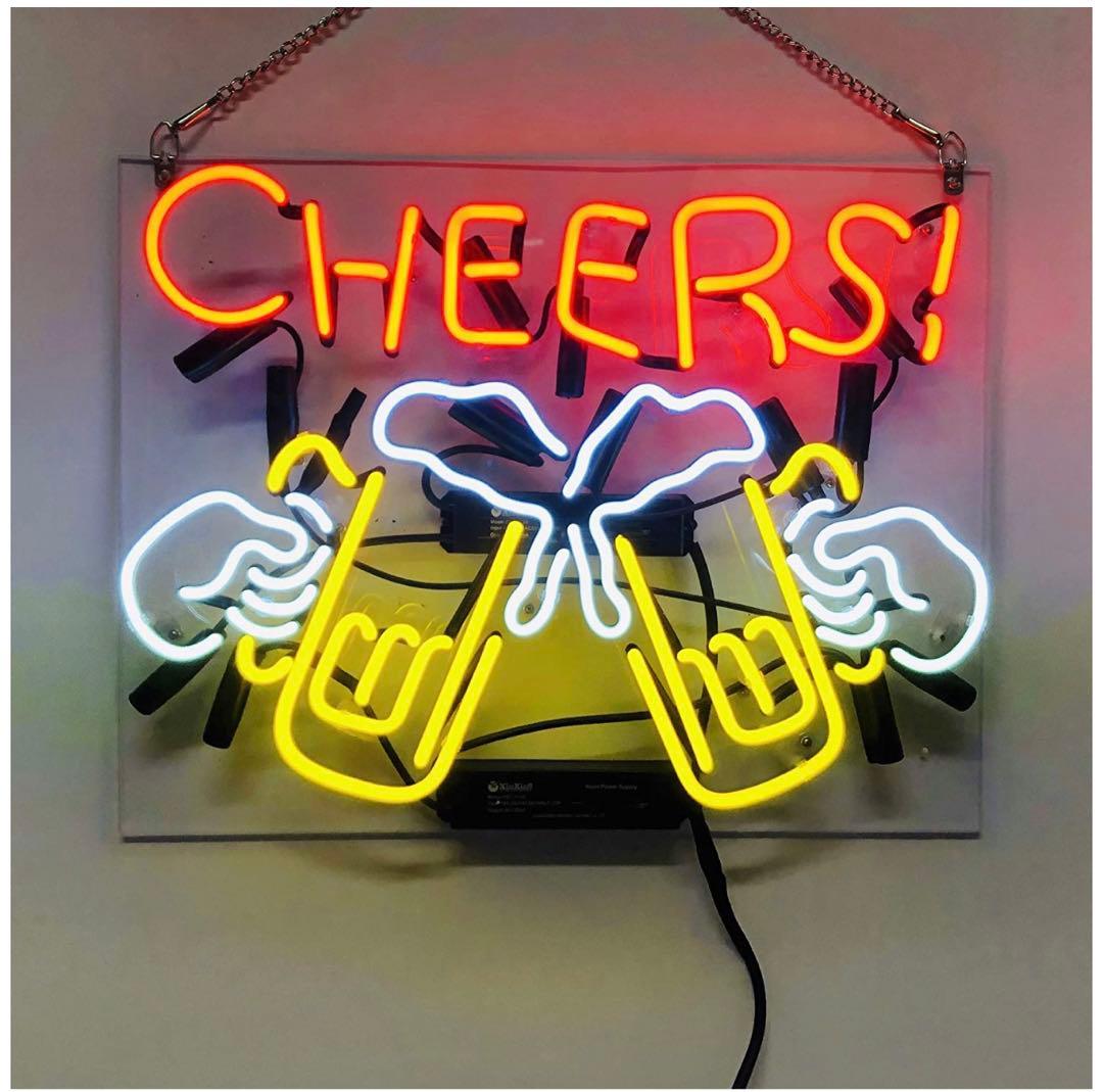 ネオンサイン、『beer乾杯』オーダーメイド インテリア 17*14インチ
