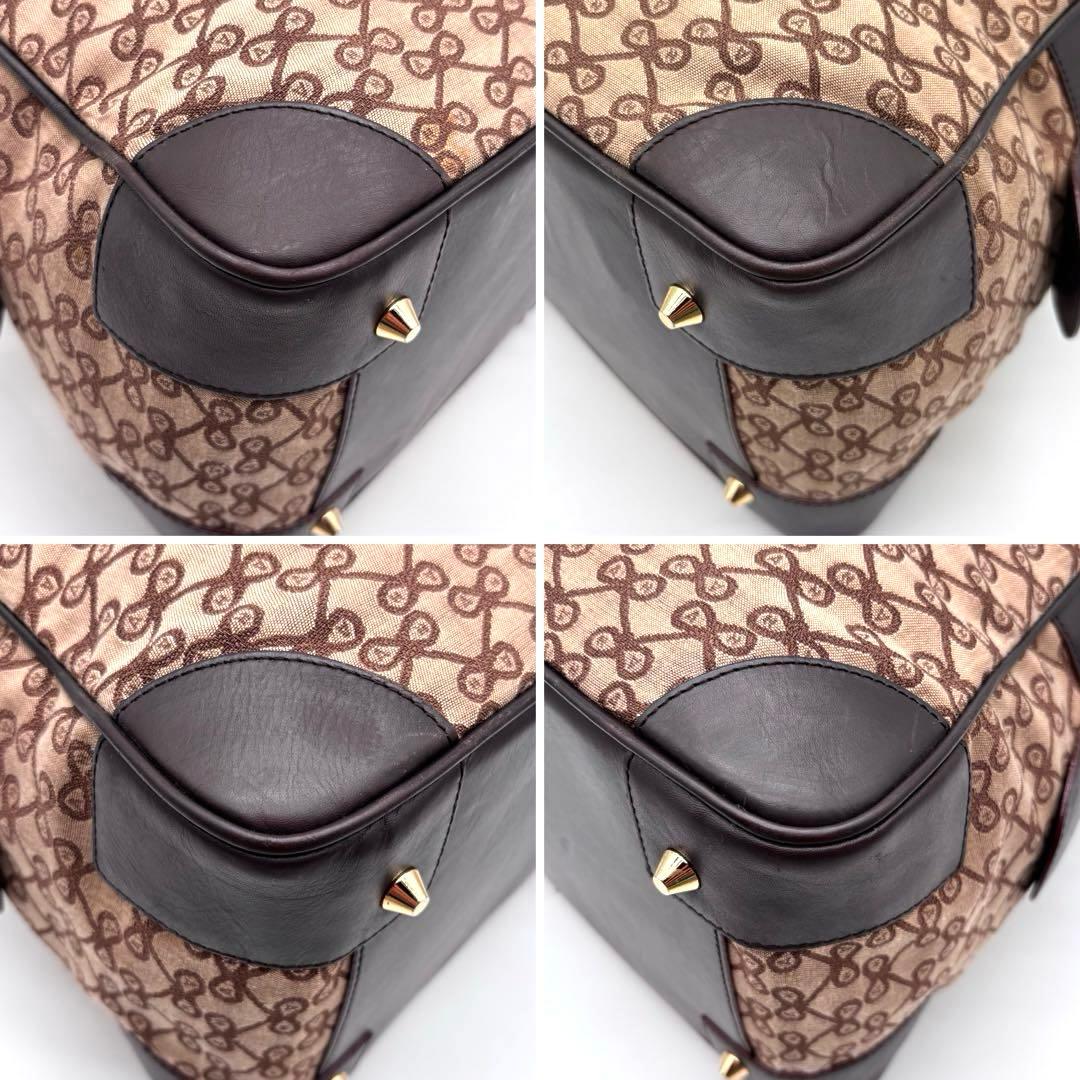 ✨希少✨アニヤハインドマーチ　ボストンバッグ　2way　リボン柄　総柄　ブラウン