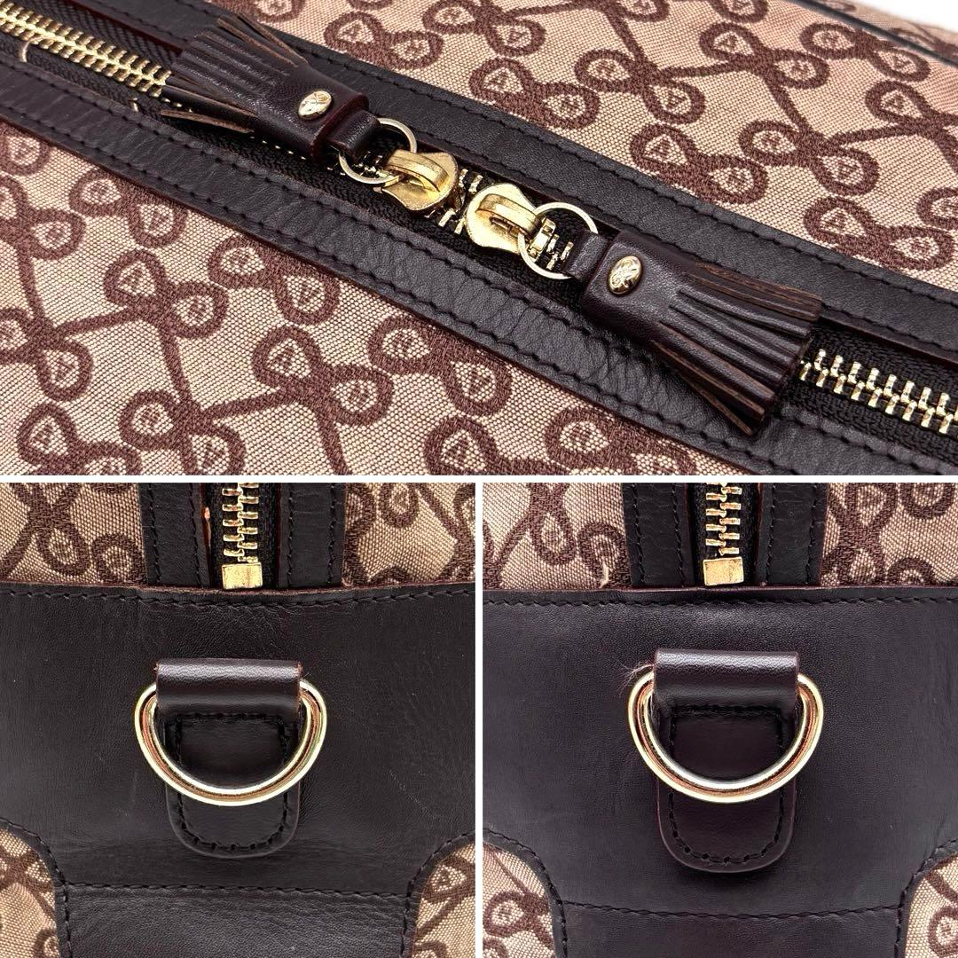 ✨希少✨アニヤハインドマーチ　ボストンバッグ　2way　リボン柄　総柄　ブラウン