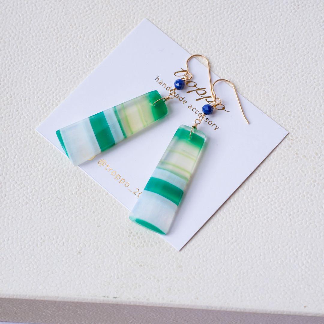 skygray 14kgfテラコットカラーフォッシルコーラルピアス