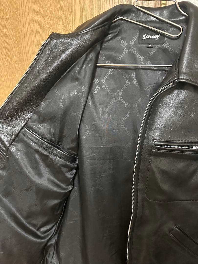 Schott ブラックレザーライダージャケット S