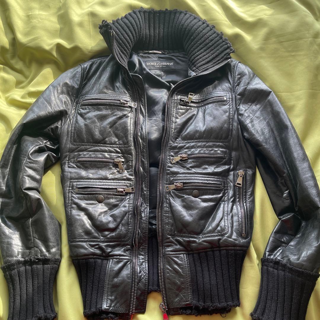 Dolce & Gabbana レザージャケット　マルチジップ　L