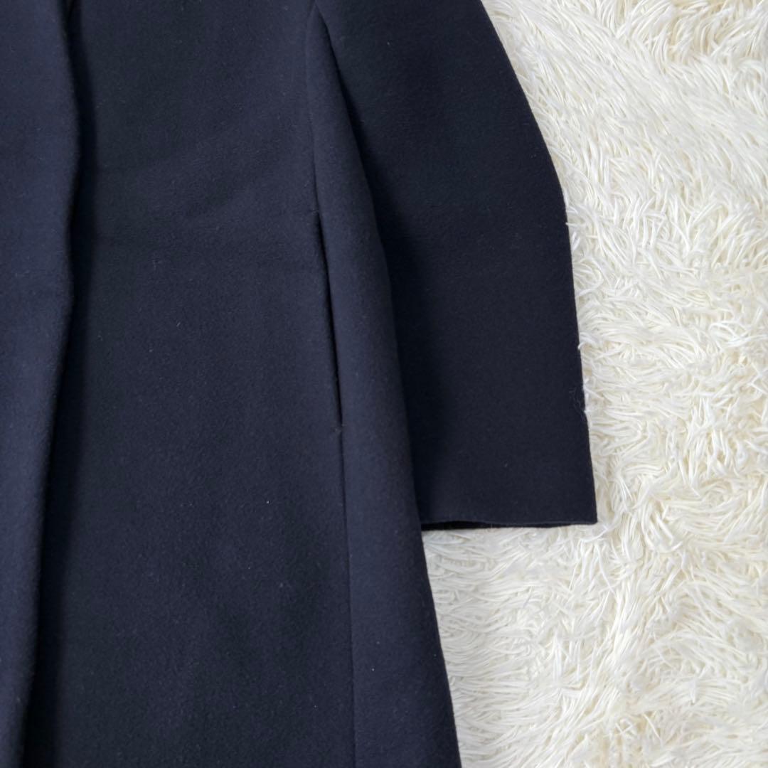 L'Appartement カシミヤ混 ノーカラーコート Ｓ　ネイビー