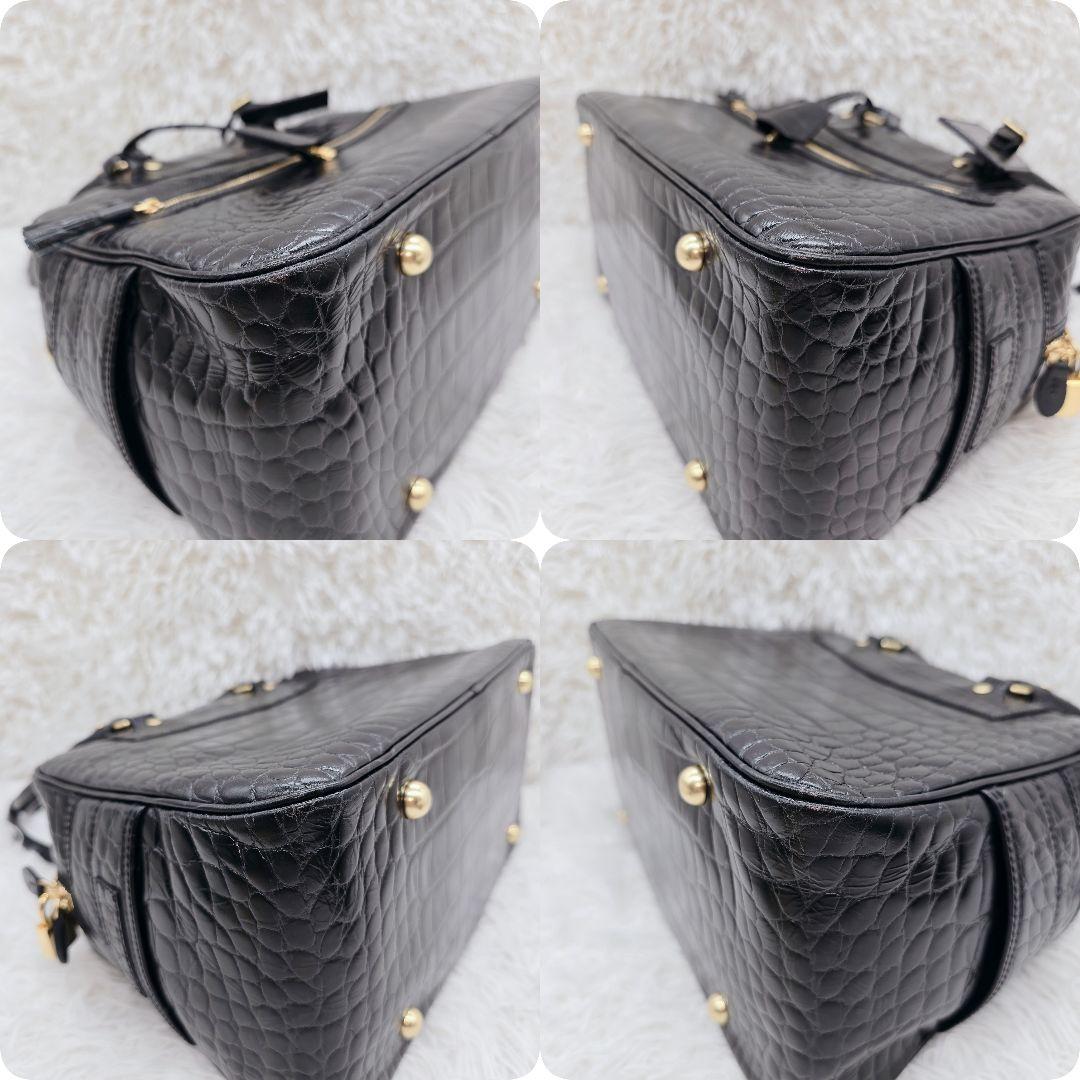 ✨未使用品✨J&M DAVIDSON 本革 クロコ 型押し ボストンバッグ 黒