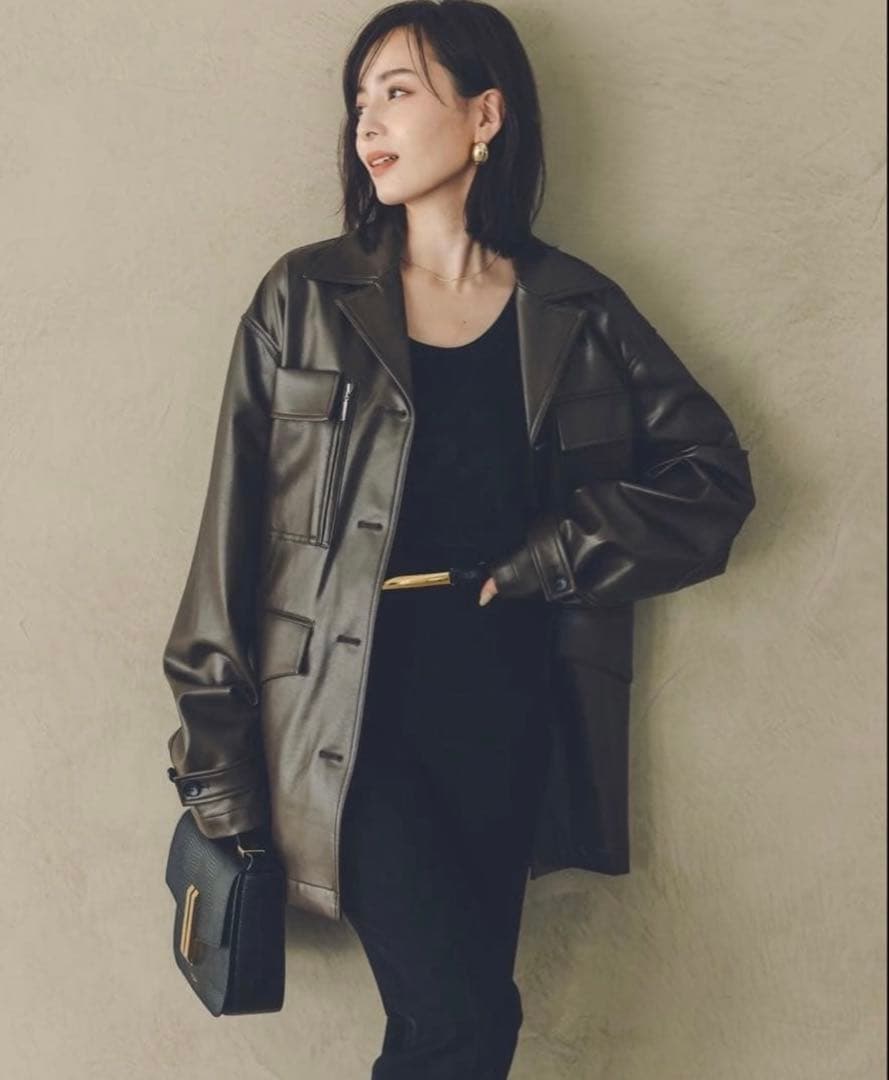 【美品】完売品anuans ヴィーガンレザーオーバージャケット