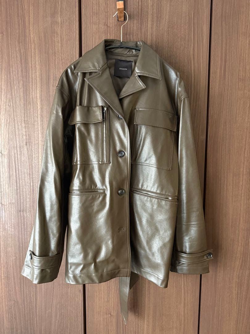 【美品】完売品anuans ヴィーガンレザーオーバージャケット