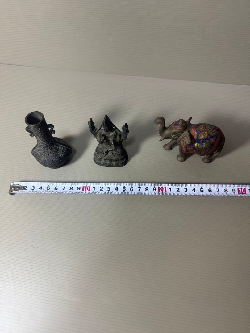 2097 銅製　花瓶1客　仏像1客　象置物1客