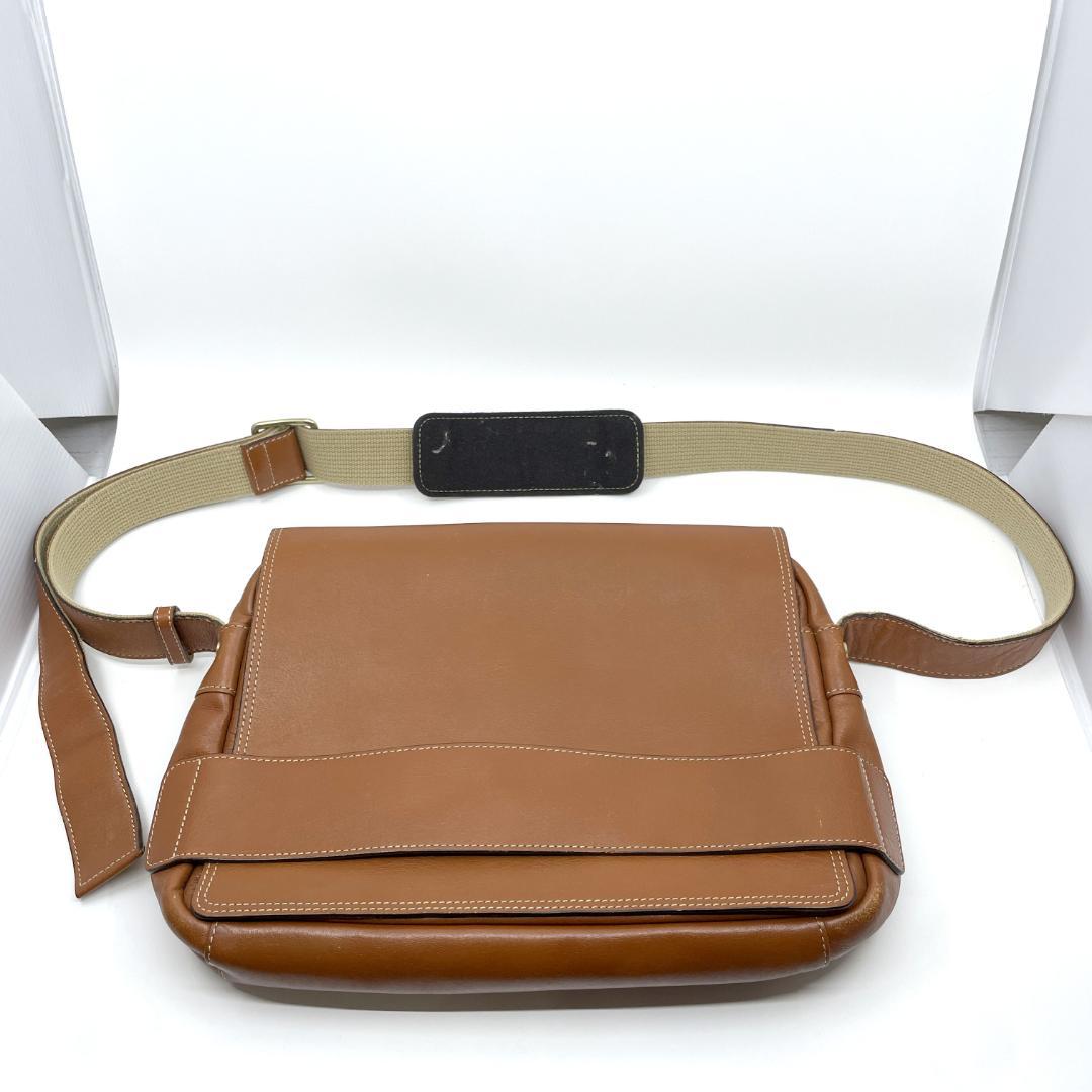 土屋鞄 ショルダーバッグ　メッセンジャーバッグ　ブラウン　レザー　スクエア