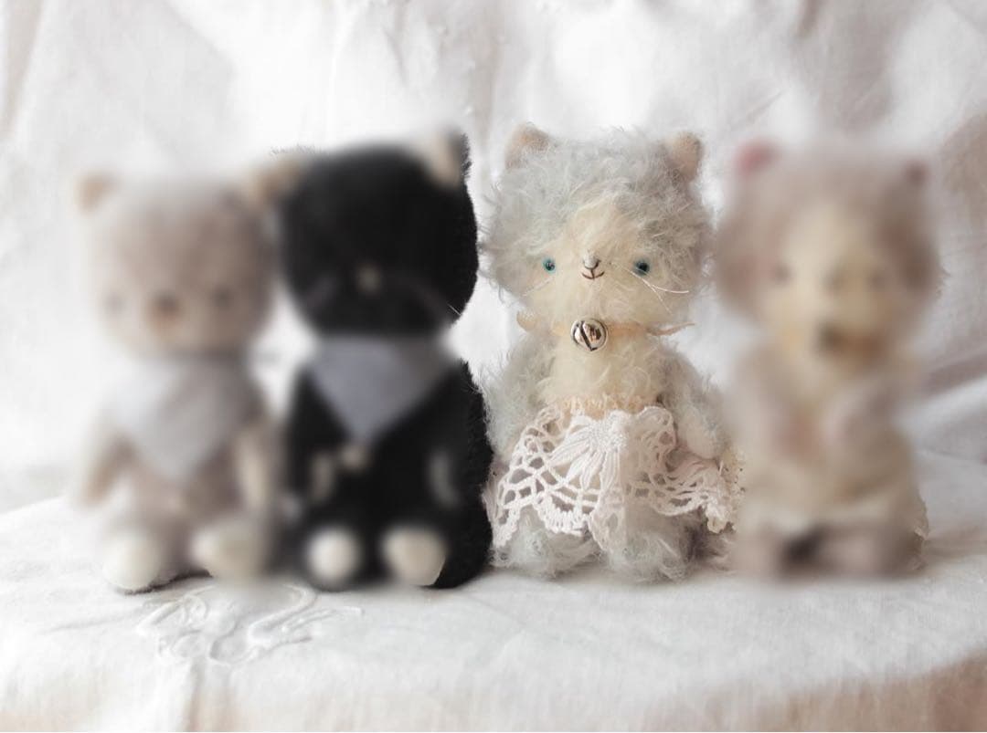 人気作家様　テディベア ミニチュア ハンドメイド ぬいぐるみ　ネコちゃん