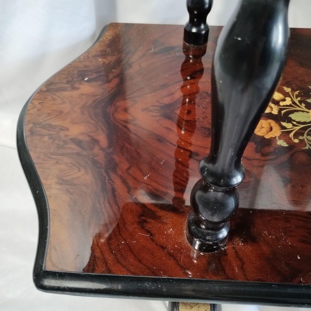 【関東地方限定販売】e【難あり】イタリア製 象嵌 キャスター付きキッチンワゴン