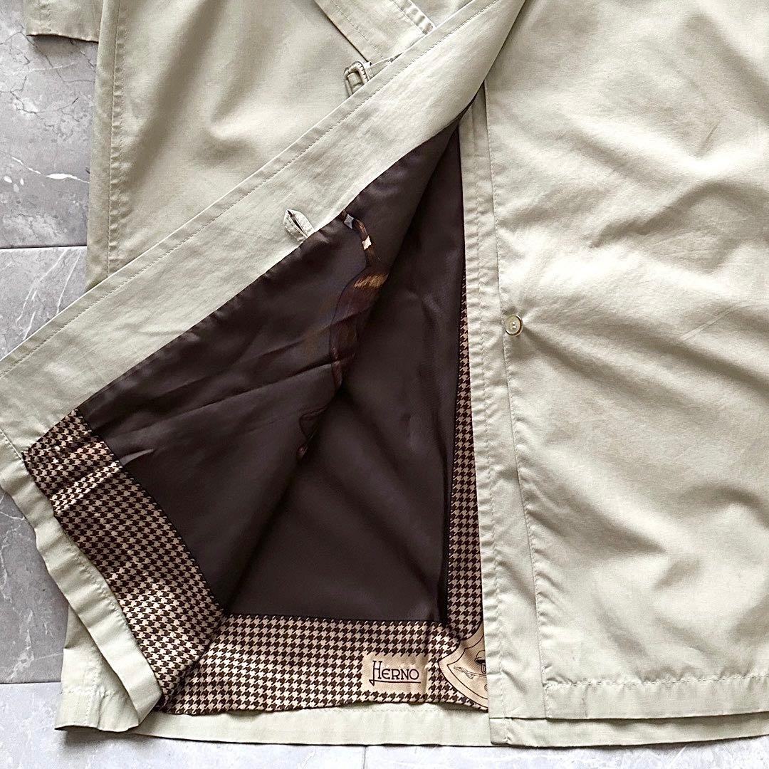 HERNO 90s 馬柄 裏地 シルク コットン トレンチコート サイズL XL