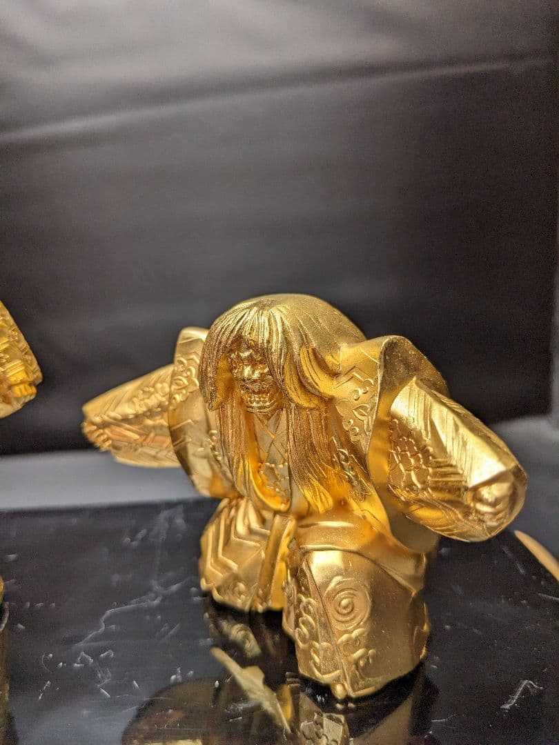 tk☆a976、鋳銅製　能 連獅子　日本芸能　 24KGP置物　２体