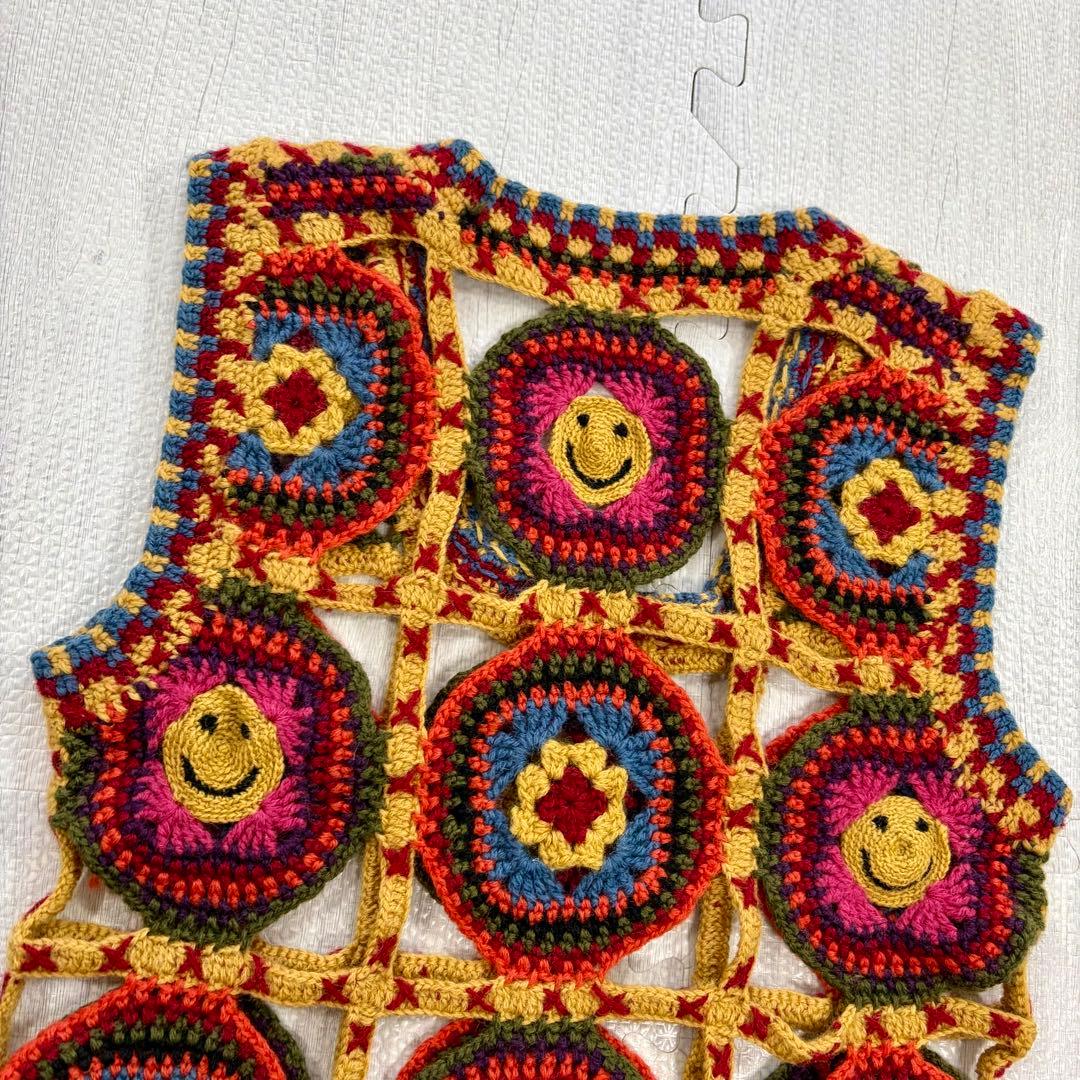 初期 HYSTERIC GLAMOUR クロシェ編み スマイル ニットベスト