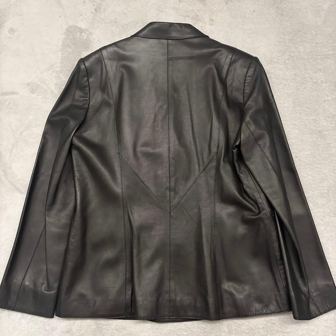 【美品✨】JUNKO KOSHINO 羊革 ジャケット ラムレザー　13号　黒