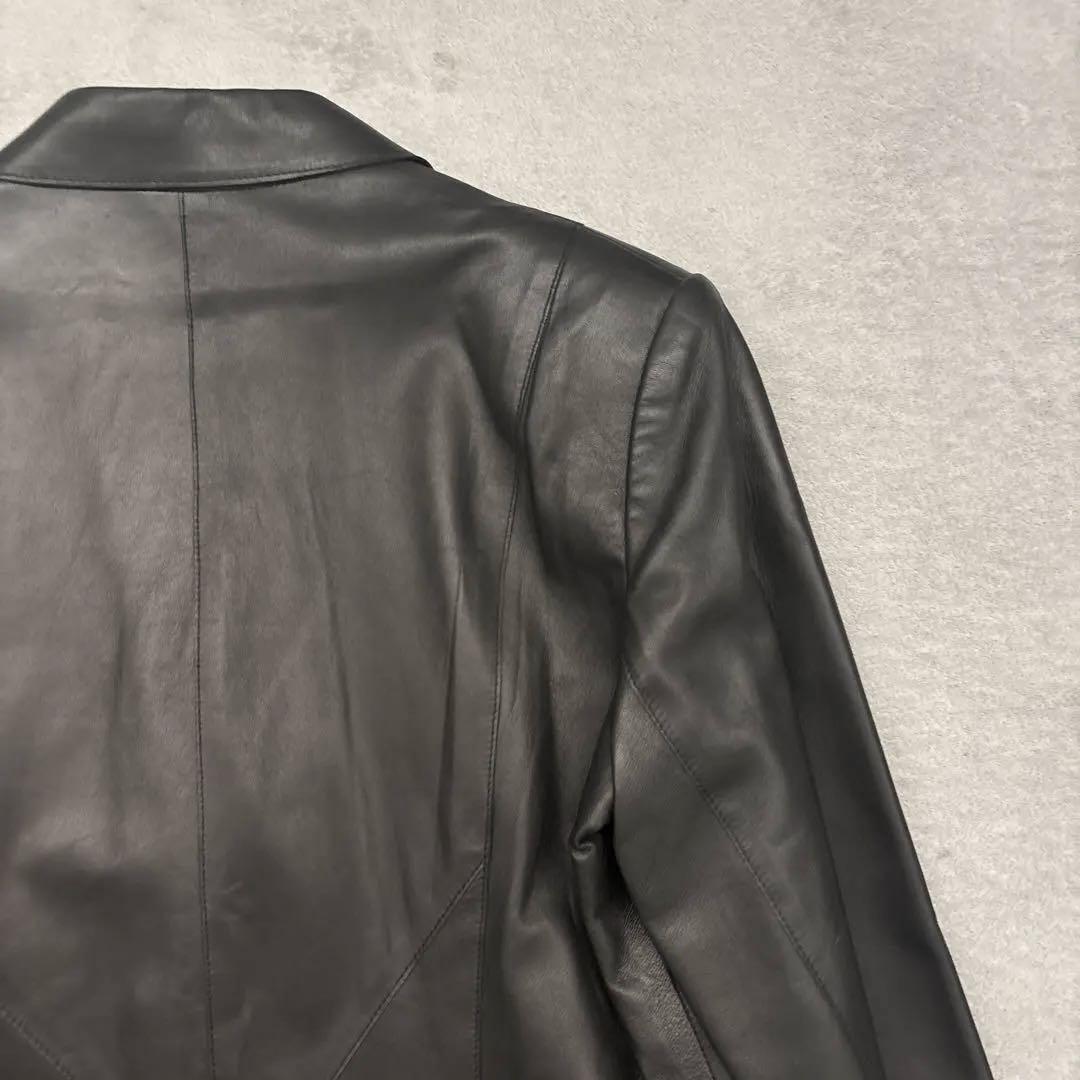 【美品✨】JUNKO KOSHINO 羊革 ジャケット ラムレザー　13号　黒