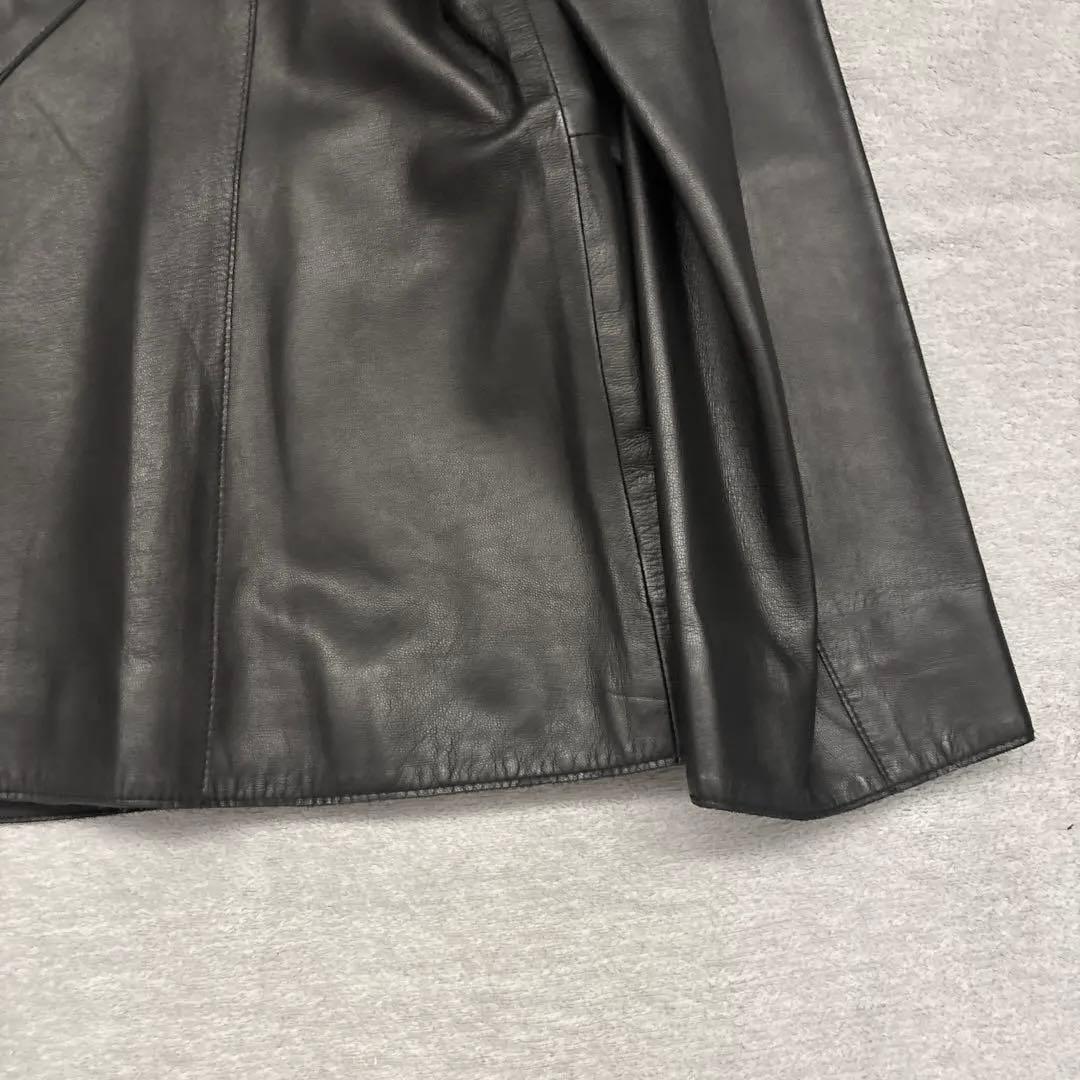 【美品✨】JUNKO KOSHINO 羊革 ジャケット ラムレザー　13号　黒