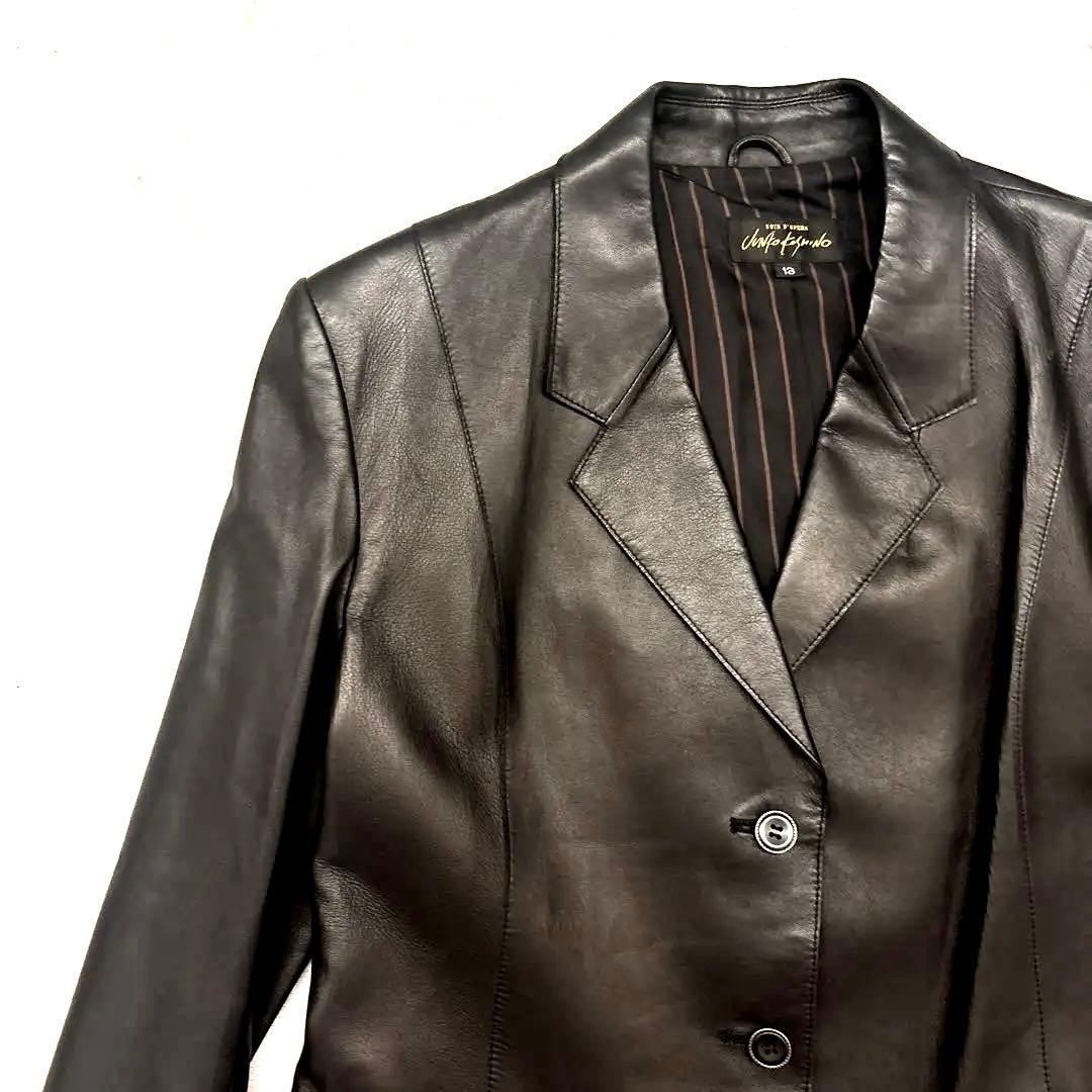【美品✨】JUNKO KOSHINO 羊革 ジャケット ラムレザー　13号　黒