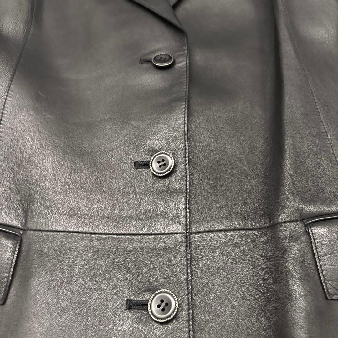 【美品✨】JUNKO KOSHINO 羊革 ジャケット ラムレザー　13号　黒