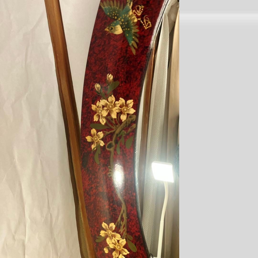大型 ウォールミラー 鏡　楕円形 花柄 レトロ 壁掛けミラー インテリア