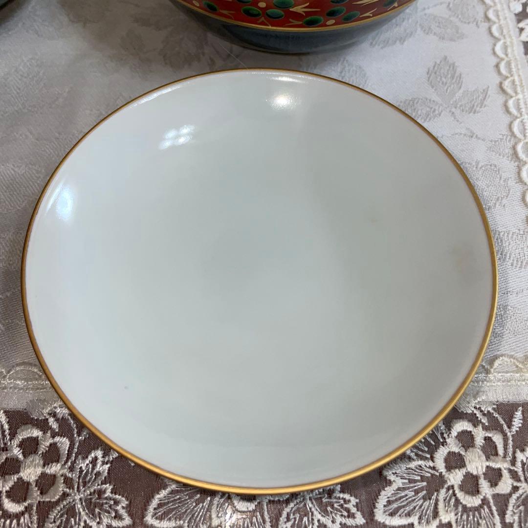 京焼 清水焼 貴古窯 黒袖立地梅花紋 金彩 飯碗碗 5客セット 未使用