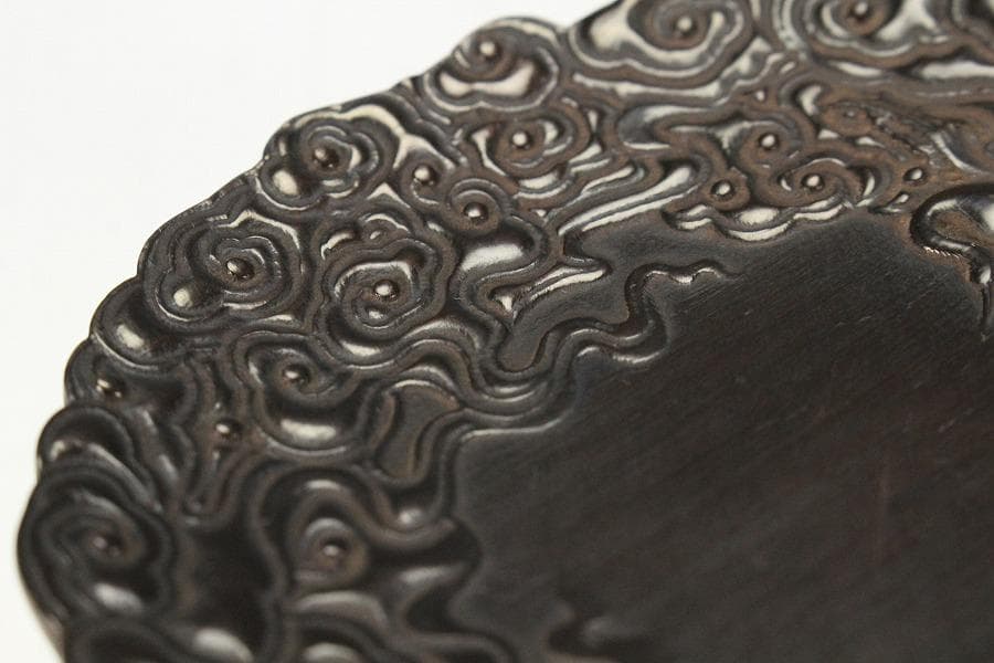 紫檀 雲鶴 細密彫刻 小皿 五枚(K-A719)