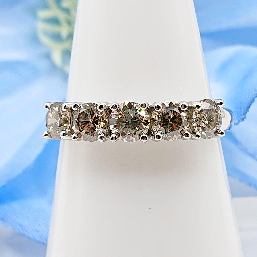 1.5カラット 一文字 5粒天然ダイヤモンドリング プラチナ950 エタニティ