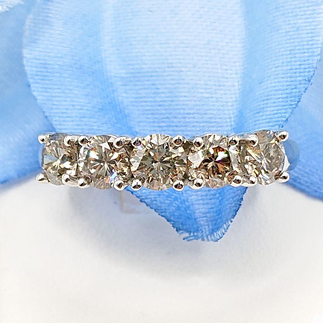 1.5カラット 一文字 5粒天然ダイヤモンドリング プラチナ950 エタニティ