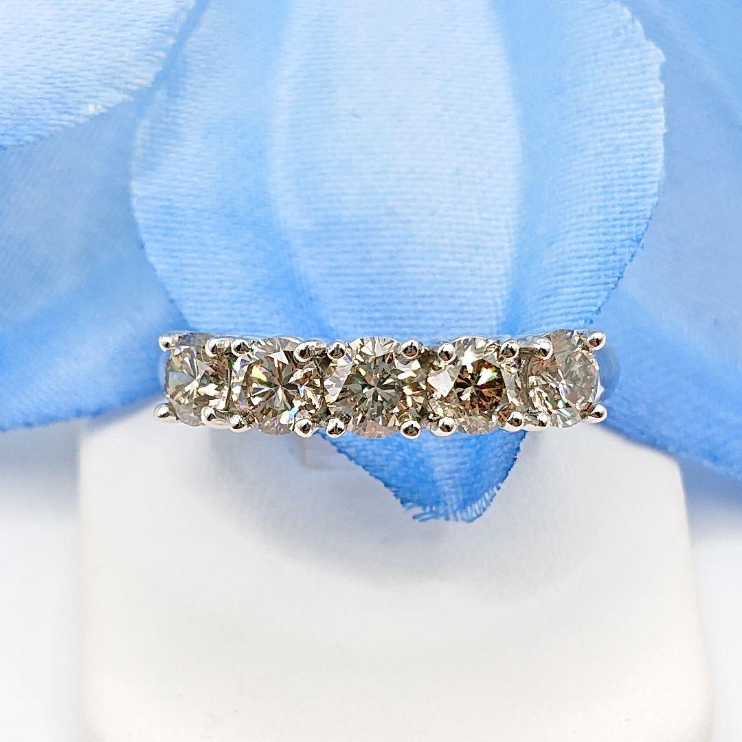 1.5カラット 一文字 5粒天然ダイヤモンドリング プラチナ950 エタニティ