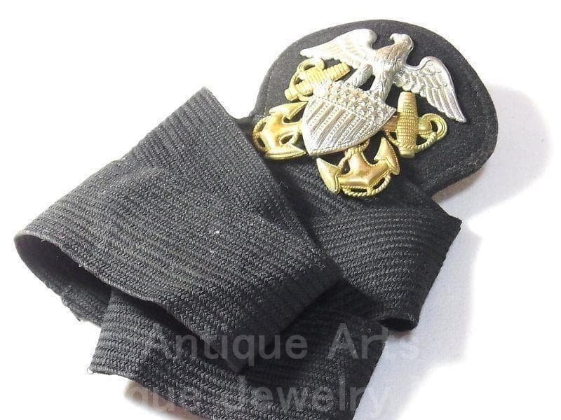 【us565】第二次世界大戦 アメリカ 海軍 将校帽子 銀925バッチ USA