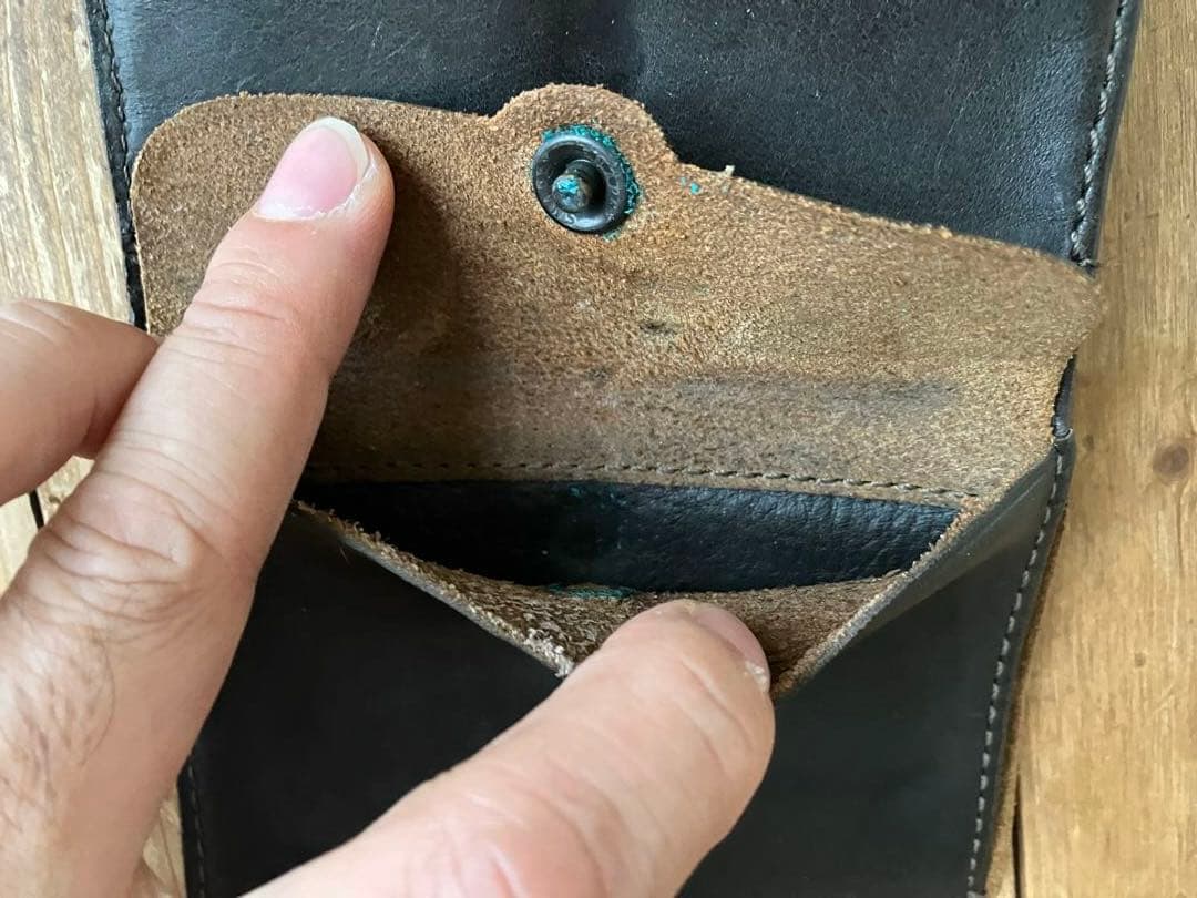 RRL DOUBLERL スタッズ 折り畳み財布 黒 レザー ダブルアールエル