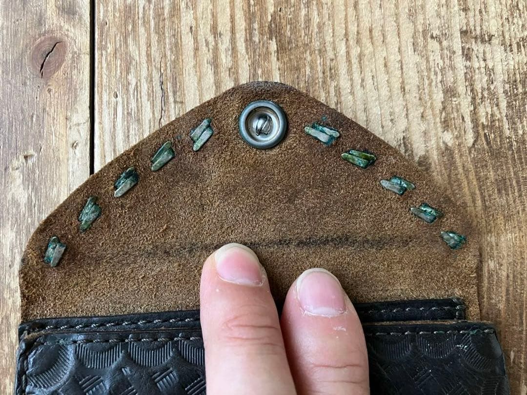 RRL DOUBLERL スタッズ 折り畳み財布 黒 レザー ダブルアールエル