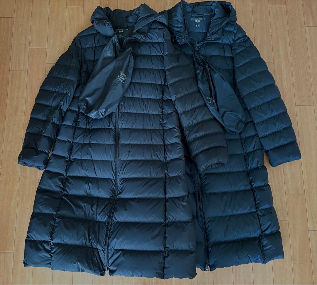美品 ユニクロ ウルトラライトダウンフーデットコート 2点セット