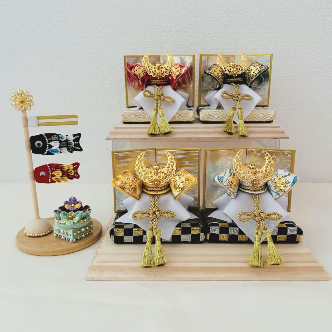 兜　五月人形　鯉のぼり　おしゃれ兜　リバティ　ハンドメイド　つまみ細工　可愛い