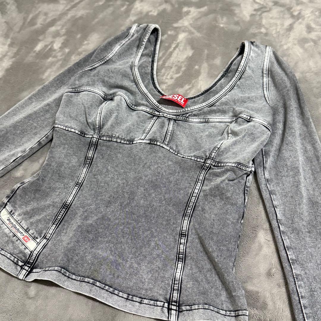 diesel t-elin デニム トップス ウィメンズ プルオーバー グレー